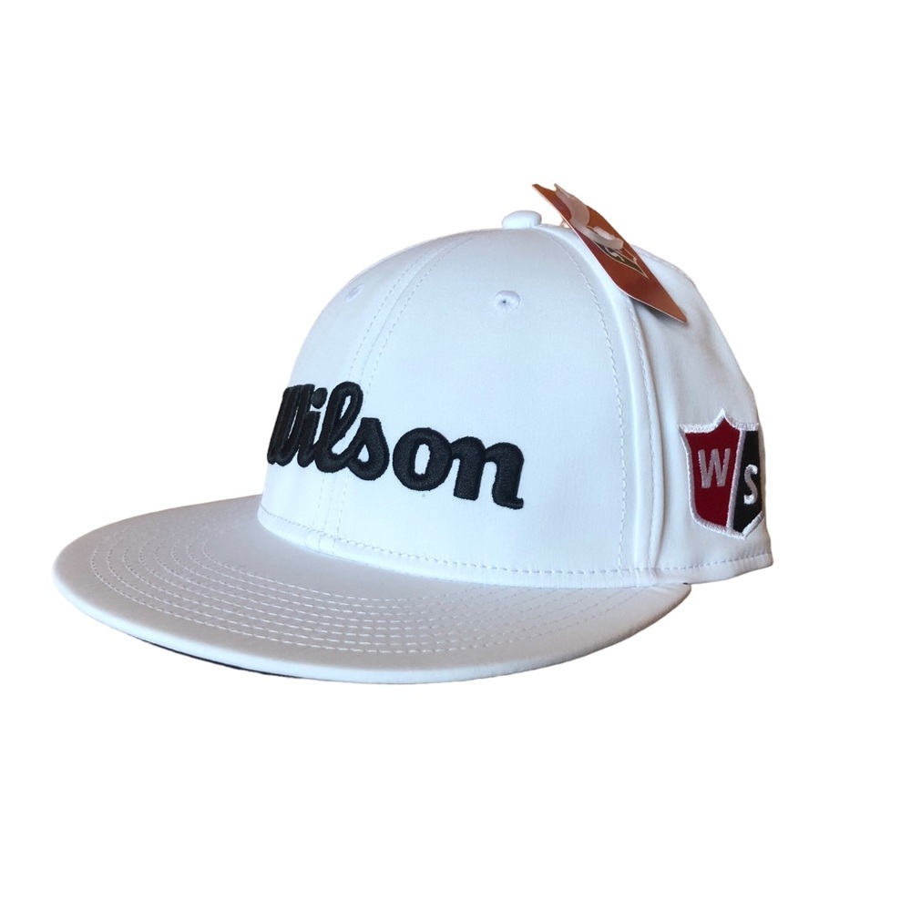 Wilson Golf Tour Flat Brim Adjustable Strapback White Hat Cap New Athletic Sport